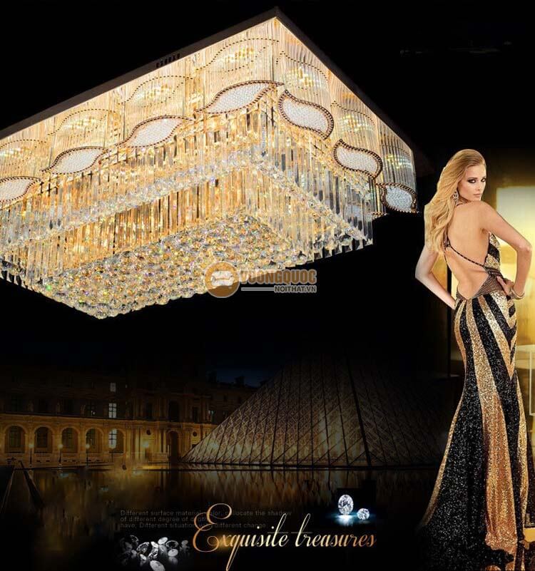 Đèn ốp trần pha lê nhập khẩu hình chữ nhật CM213-8